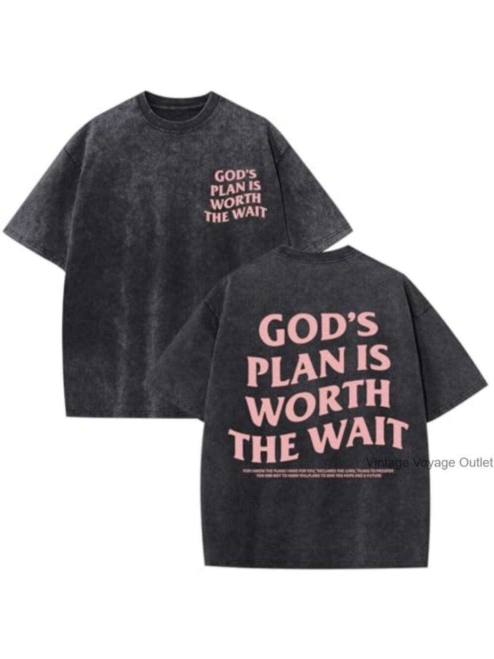 Men's Cotton Graphic Tee Inspirational Bible Verse Vintage Acid Wash T-Shirt